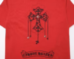 Chrome Hearts Red Gothic Cross Patch T-Shirt