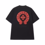 Chrome Hearts Red Horseshoe Cross Logo T-Shirt Black