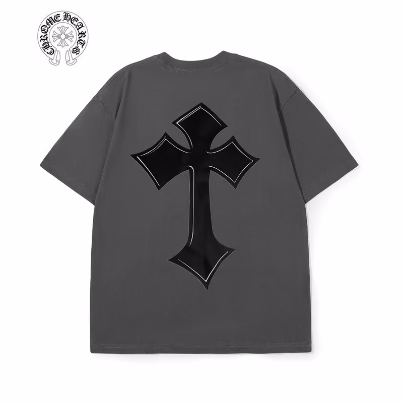 Chrome Hearts Grey Black Cross Back Graphic Tee Chrome Hearts Grey Black Cross Back Graphic Tee