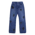 Cross Leather Patches Jeans
