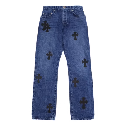 Cross Leather Patches Jeans