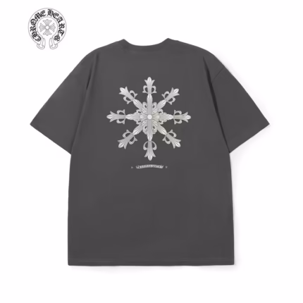 Chrome Hearts Grey Floral Cross Back Graphic Tee