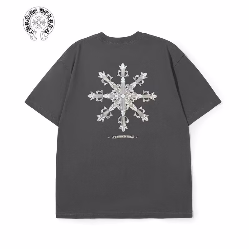 Chrome Hearts Grey Floral Cross Back Graphic Tee Chrome Hearts Grey Floral Cross Back Graphic Tee