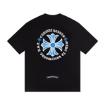 Chrome Hearts Blue Cross Logo Black T-Shirt