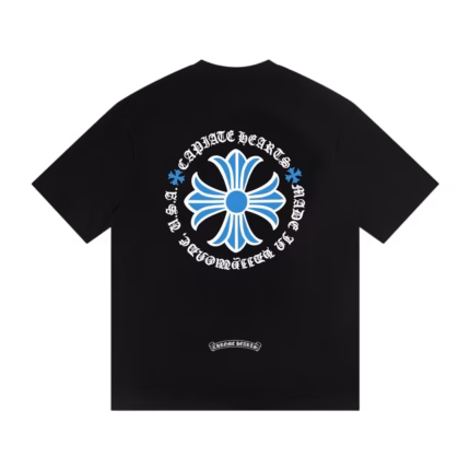 Chrome Hearts Blue Cross Logo Black T-Shirt