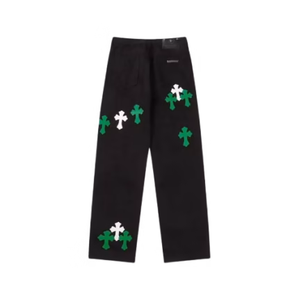Chrome Hearts Cross Green & White Patch Jeans