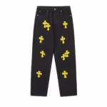 Chrome Hearts Distressed Yellow Jeans