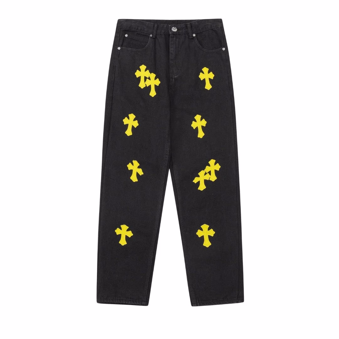 Chrome Hearts Distressed Yellow Jeans Chrome Hearts Distressed Yellow Jeans