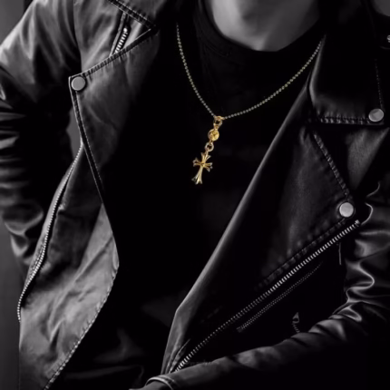 22K Gold Cross With One Gold Ball Charm