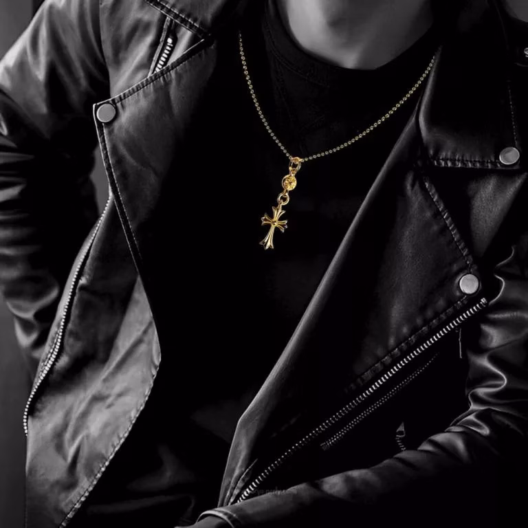 22K Gold Cross With One Gold Ball Charm