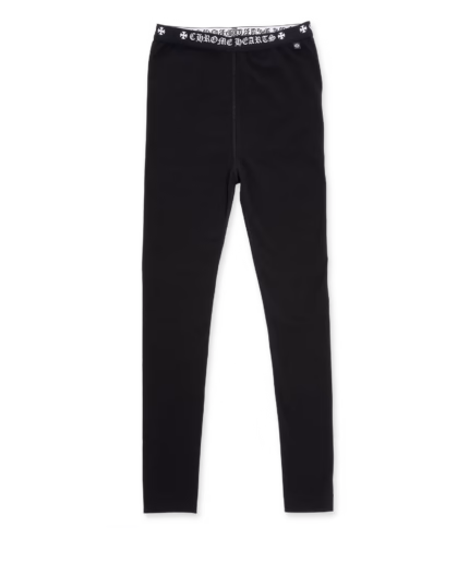 Chrome Hearts Black Cotton Leggings With Gray Multilogo Print