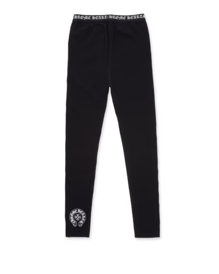 Chrome Hearts Black Cotton Leggings With Gray Multilogo Print