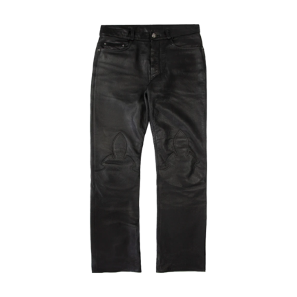 Chrome Heart Leather Fleur Knee Pants