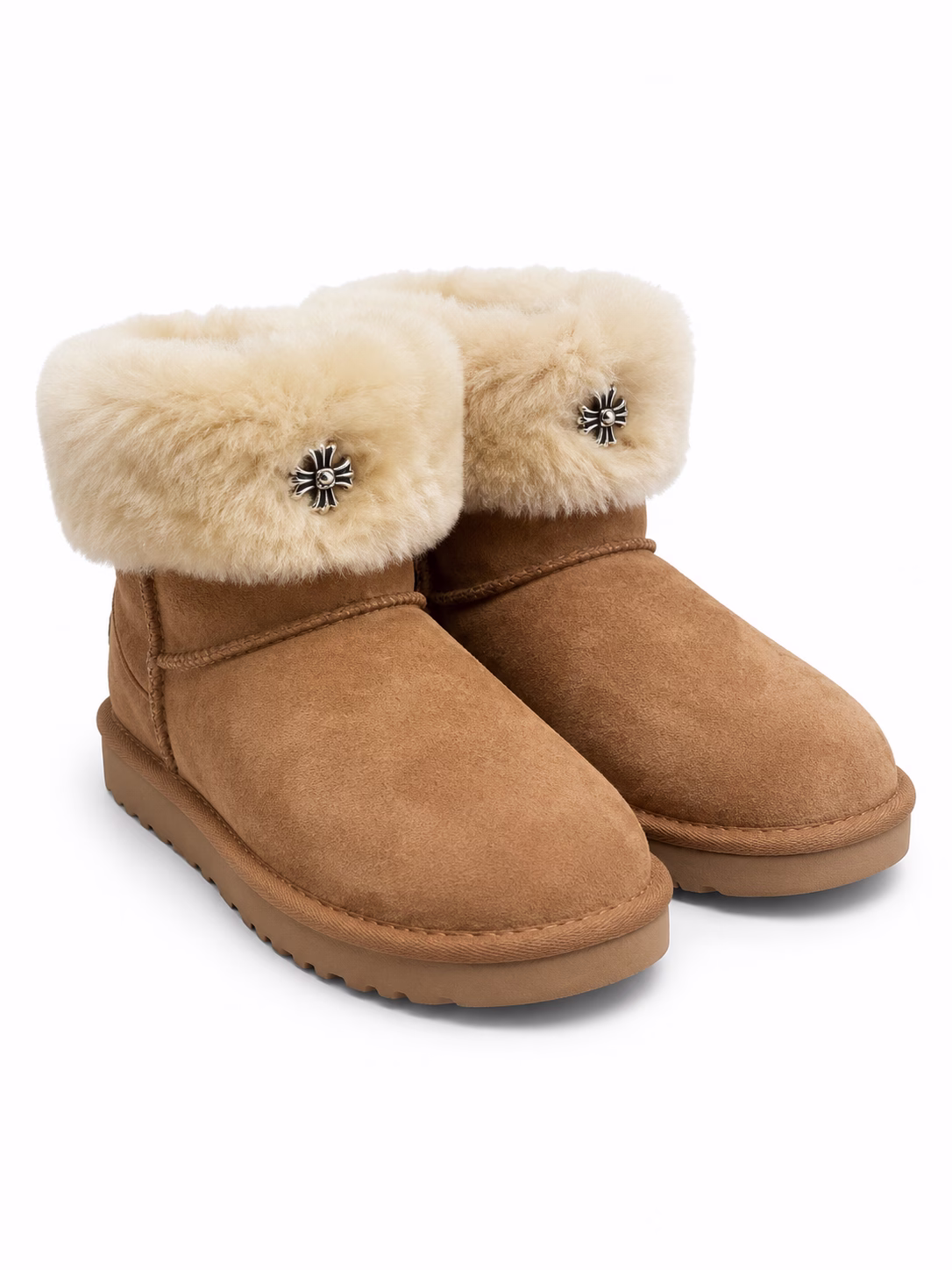 Chrome Hearts Gothic Cross Fur Cuff Ultra Mini UGG Boots Chrome Hearts Gothic Cross Fur Cuff Ultra Mini UGG Boots