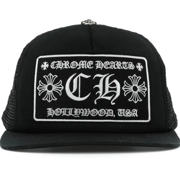 Chrome Hearts CH Hollywood Trucker Hat Black Chrome Hearts CH Hollywood Trucker Hat Black