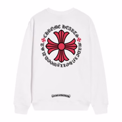 Chrome Hearts Pink Cross Circle Sweatshirt – White