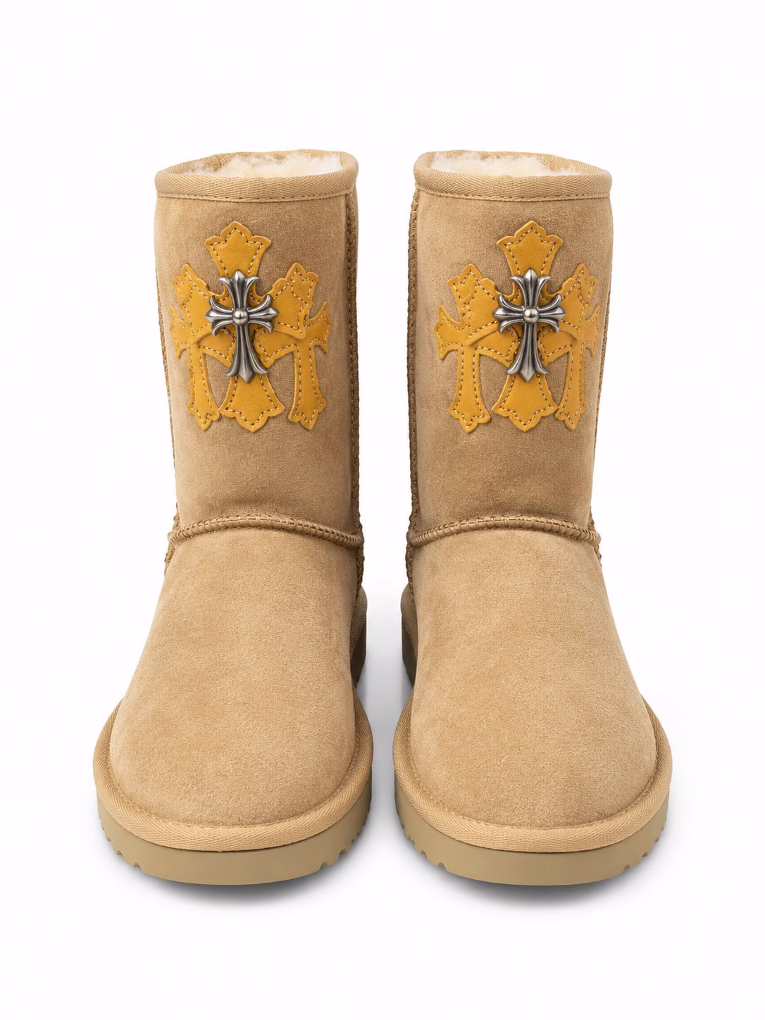 Chrome Hearts Brown Triple Cross UGG Boots Chrome Hearts Brown Triple Cross UGG Boots